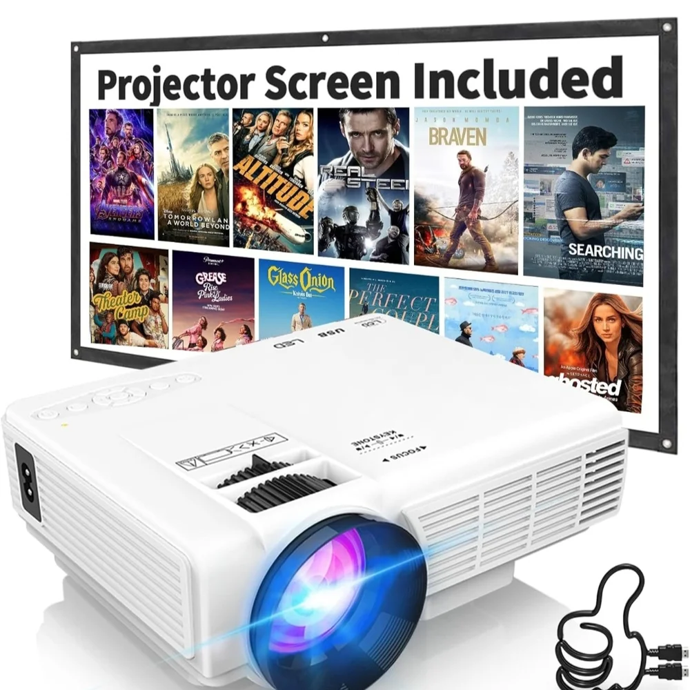 White Projector with Screen Included - Picture 1 of 6
